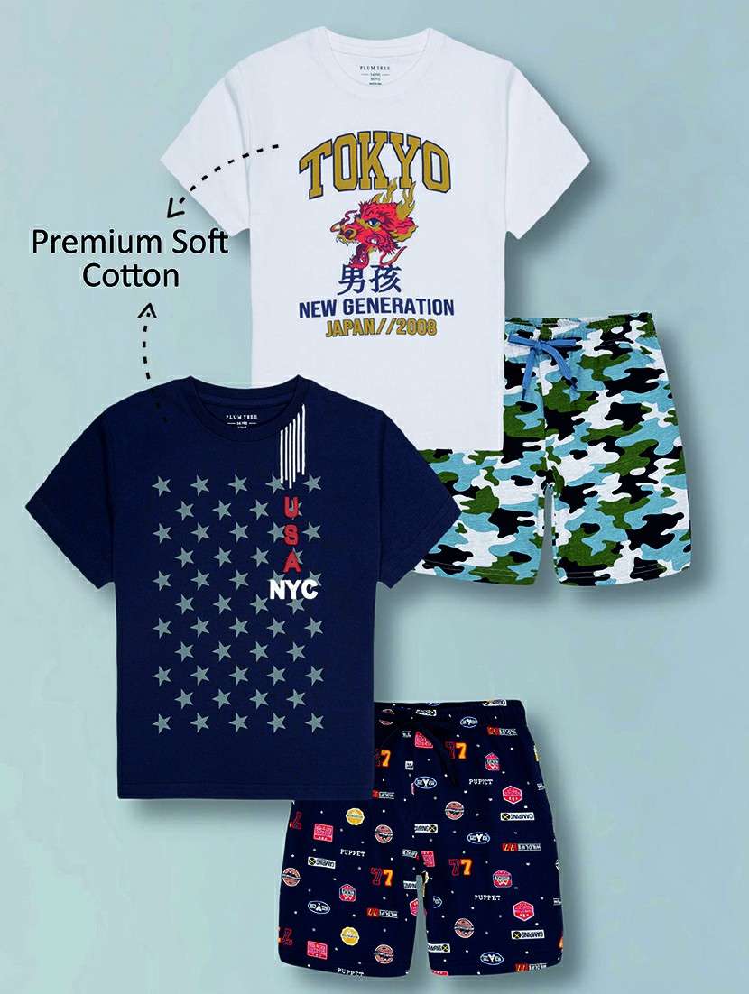 boys pack of 2 printed shorts set