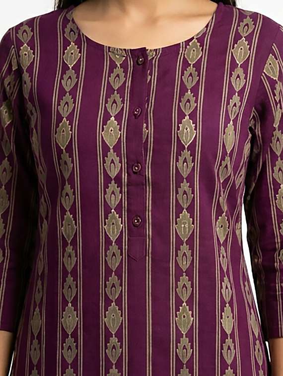 women printed three quarter sleeves straight kurta - 22379684 -  Standard Image - 3