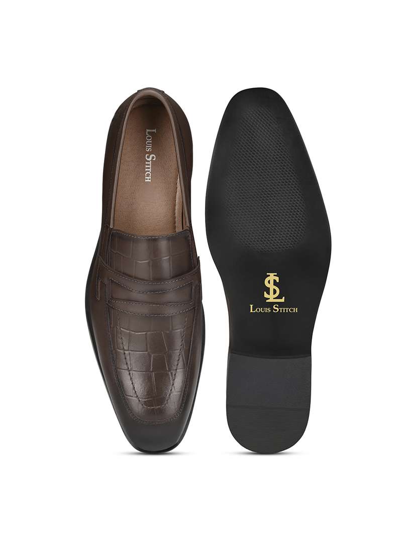 men textured slip on formal shoes - 22379771 -  Standard Image - 5