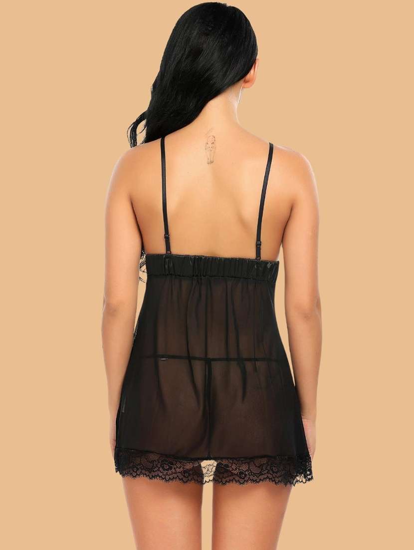 women self designed sleeveless lace babydoll - 22379787 -  Standard Image - 3