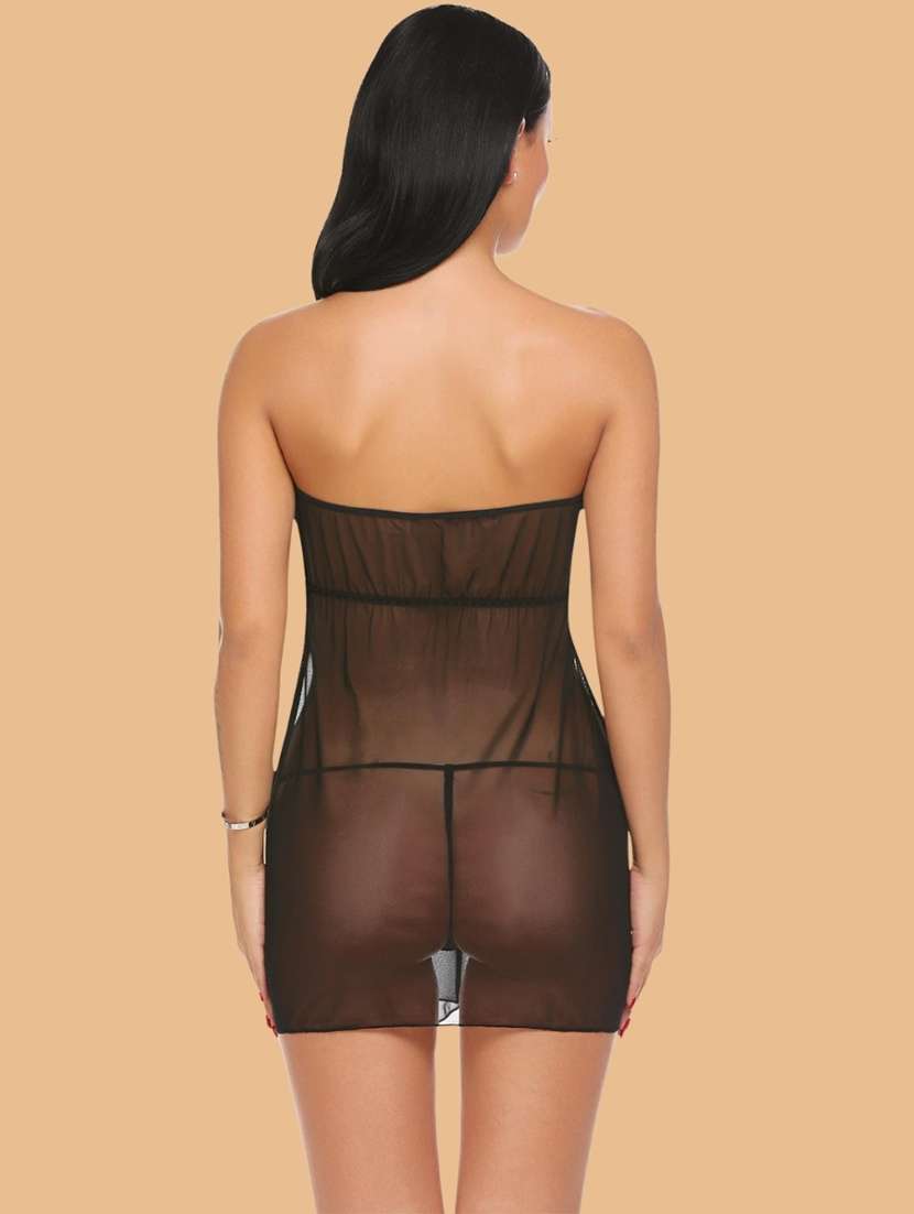 women self designed sleeveless lace babydoll - 22379804 -  Standard Image - 3