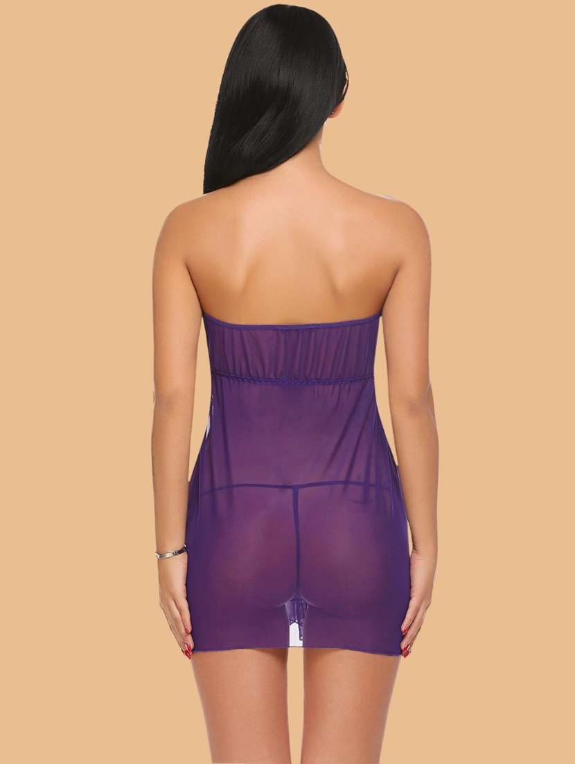 women self designed sleeveless lace babydoll - 22379806 -  Standard Image - 3