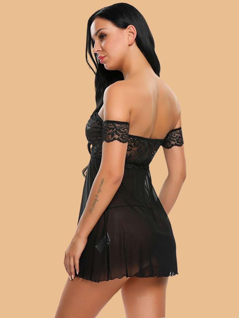women self designed sleeveless lace babydoll - 22379829 -  Standard Image - 3