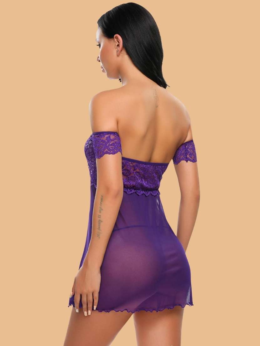 women self designed sleeveless lace babydoll - 22379831 -  Standard Image - 3