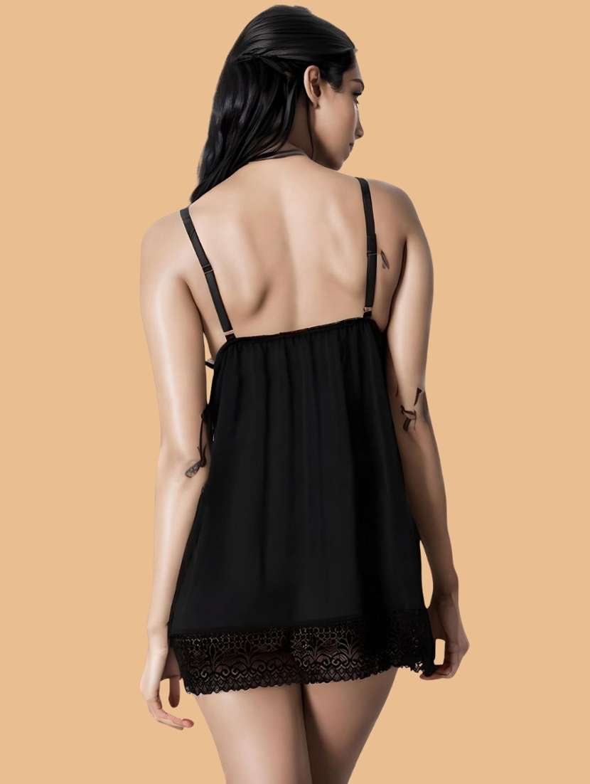 women self designed sleeveless lace babydoll - 22379834 -  Standard Image - 3