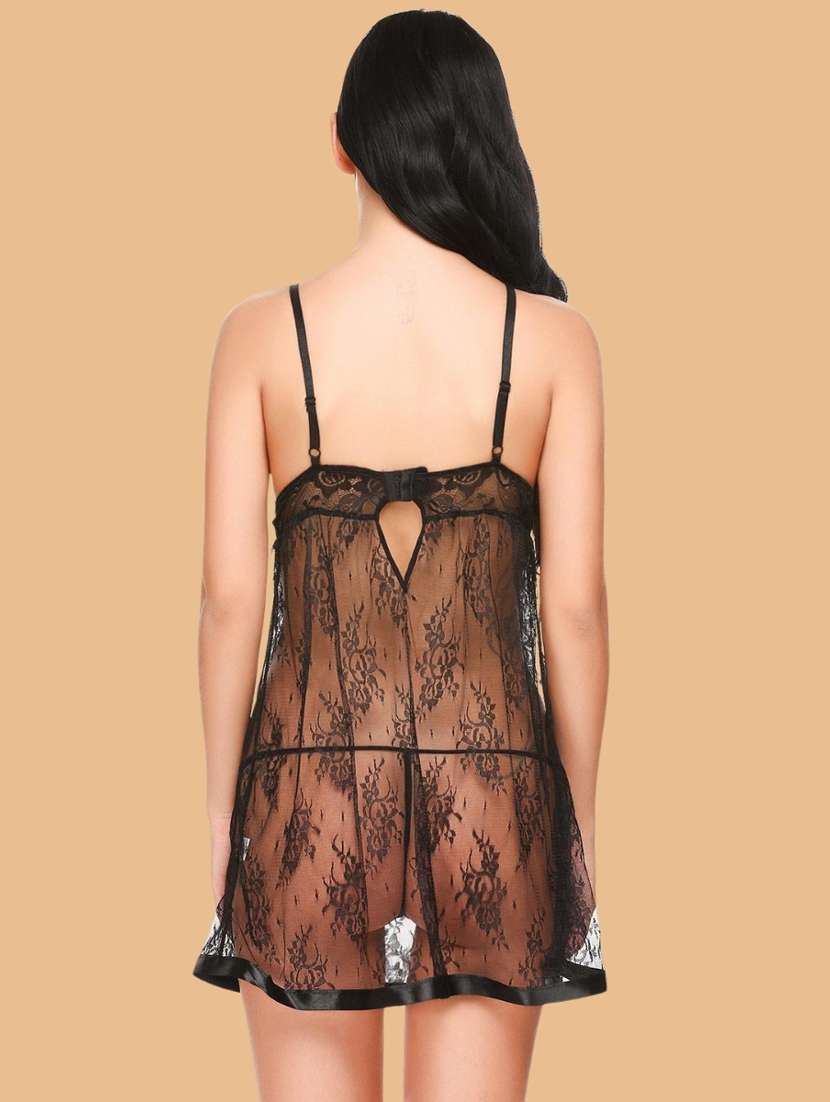 women self designed sleeveless lace babydoll - 22379849 -  Standard Image - 3