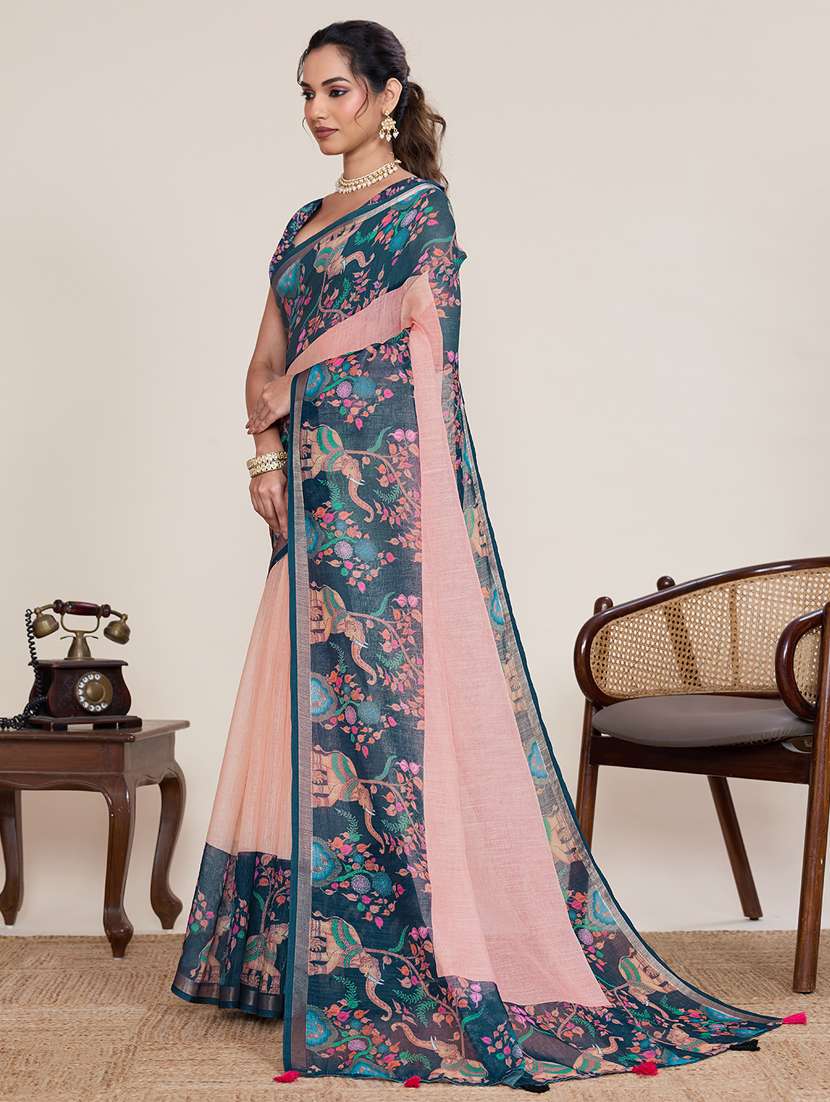 women printed casual wear saree with blouse - 22379862 -  Standard Image - 3