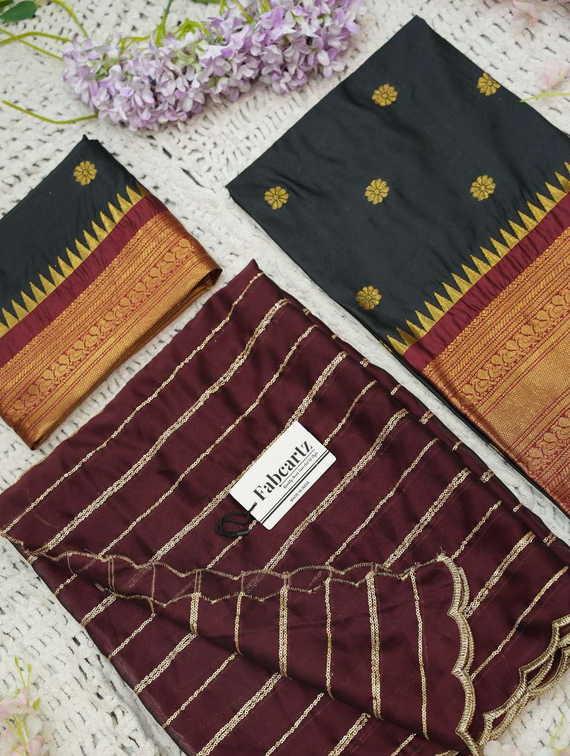 black silk flared lehenga - 22379893 -  Standard Image - 3