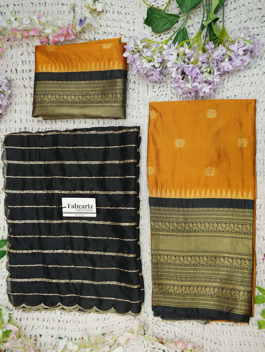 yellow silk flared lehenga