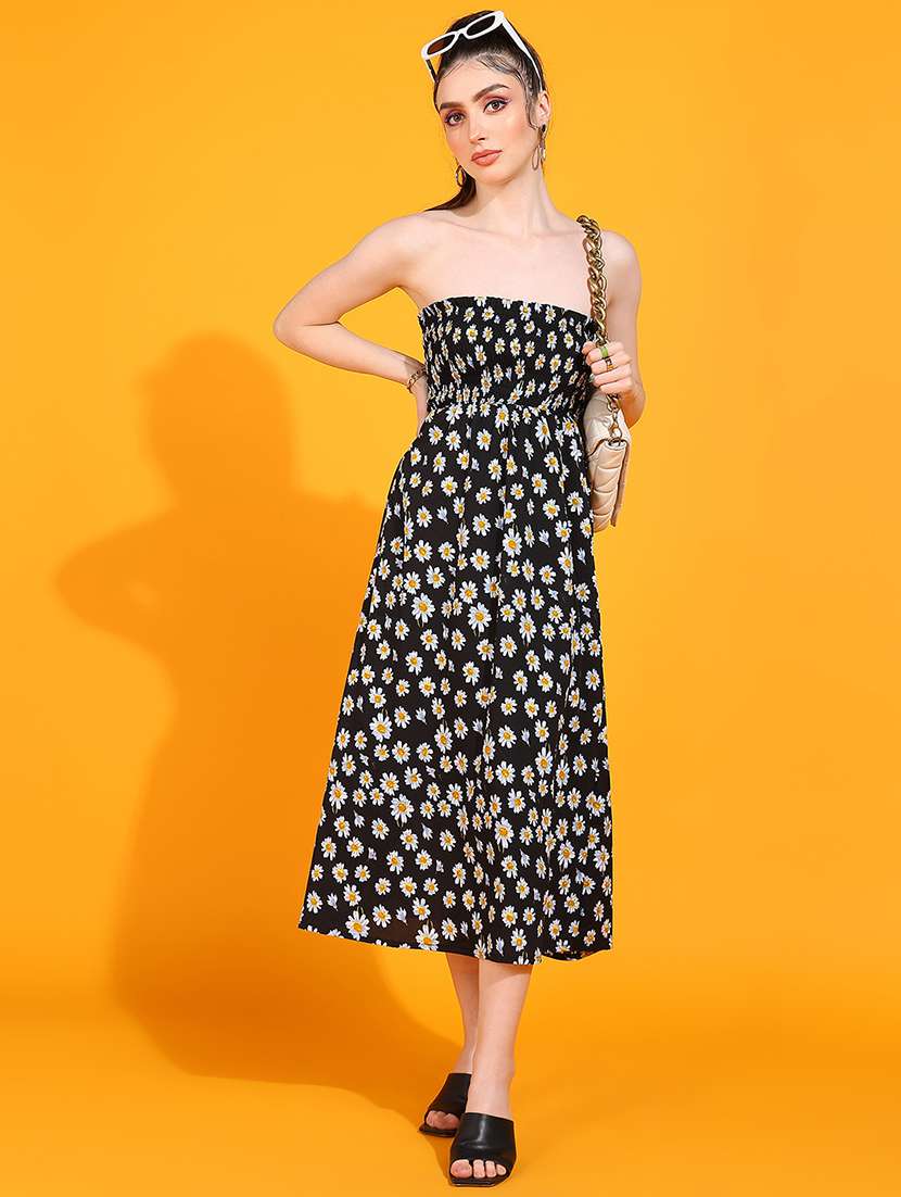 women floral print strapless tube a-line dress - 22379938 -  Standard Image - 3