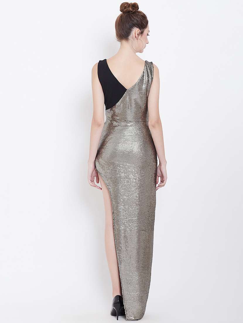 women sequined sleeveless high slit sheath dress - 22380009 -  Standard Image - 3