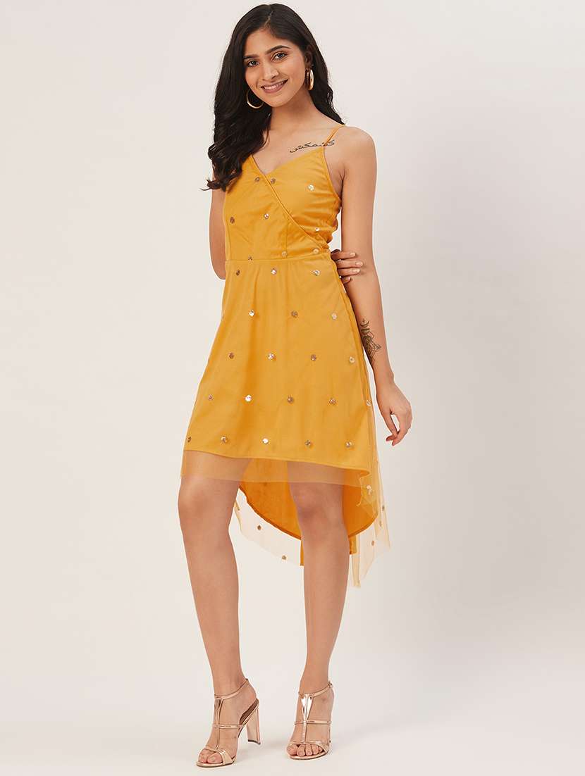 women self designed shoulder strap asymmetric dress - 22380022 -  Standard Image - 3
