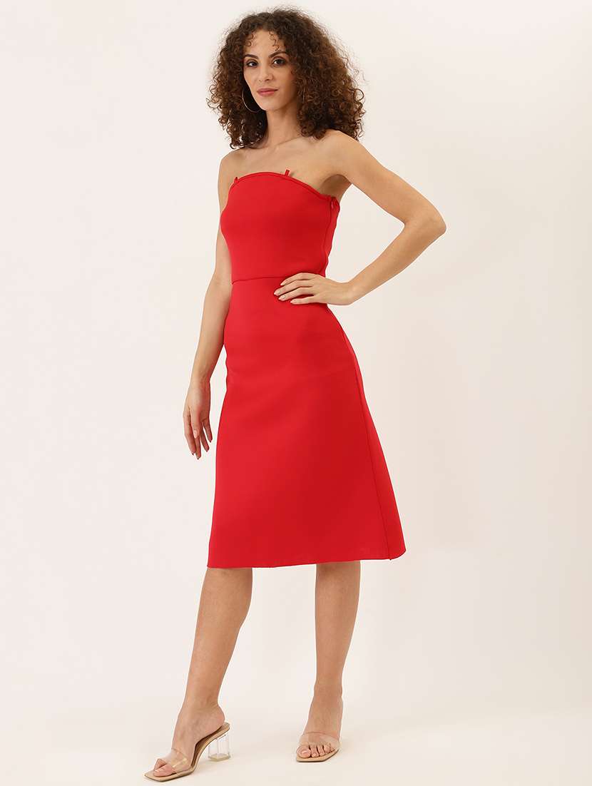 women solid sleeveless tube sheath dress - 22380025 -  Standard Image - 3