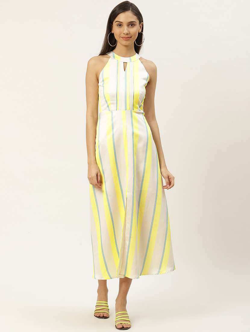 women striped halter neck a-line dress - 22380038 -  Standard Image - 3