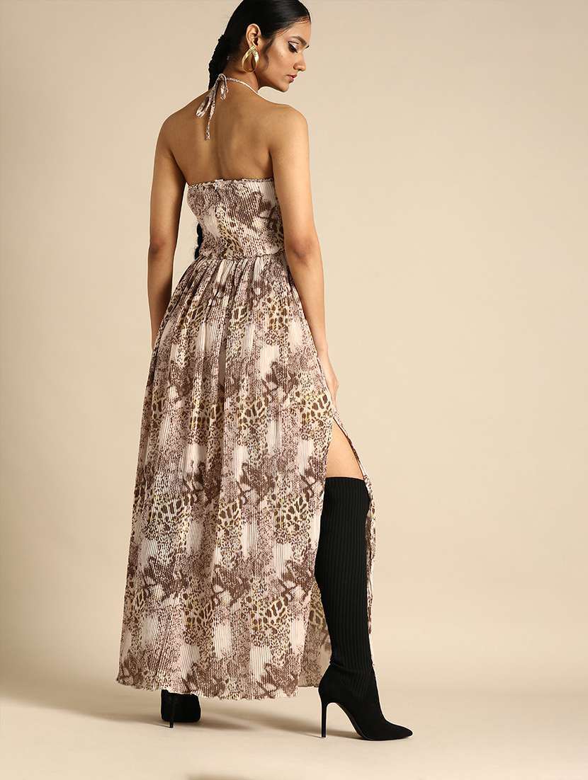 women animal print halter neck a-line dress - 22380084 -  Standard Image - 3