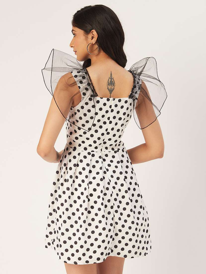 women polka doted sleeveless a-line dress - 22380130 -  Standard Image - 3