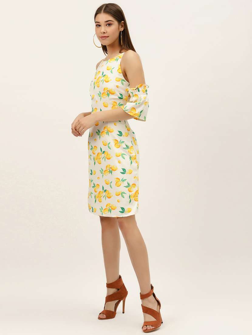 women printed cold shoulder a-line dress - 22380141 -  Standard Image - 3