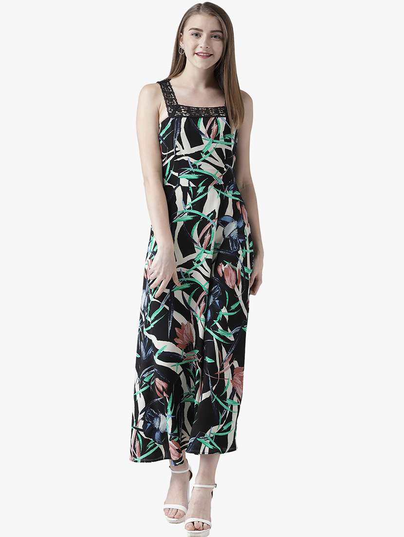women printed shoulder strap a-line dress