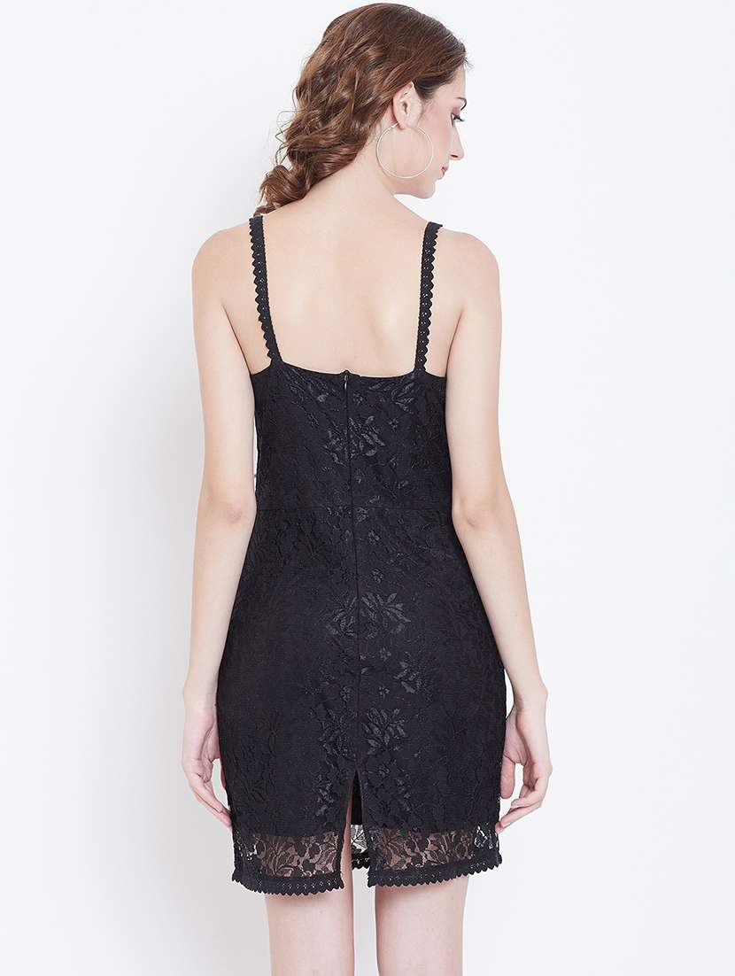 women self designed shoulder strap lace bodycon dress - 22380168 -  Standard Image - 3