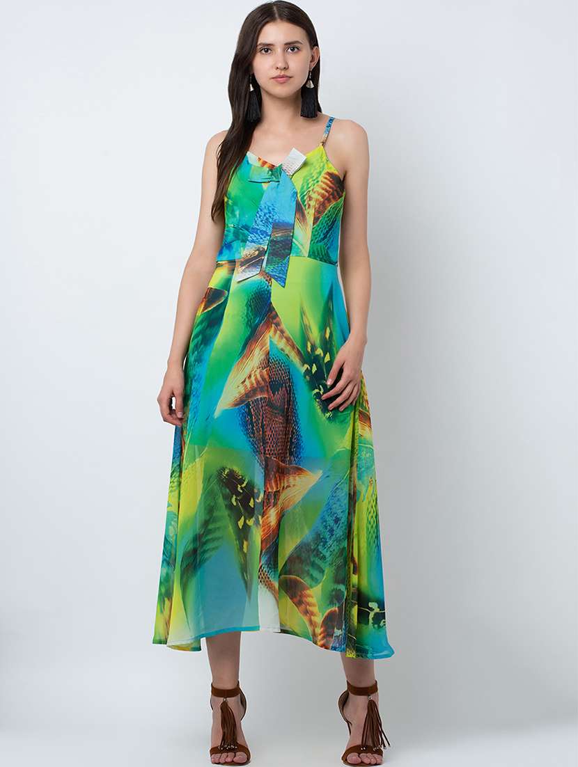 multi colored polyester aline dress