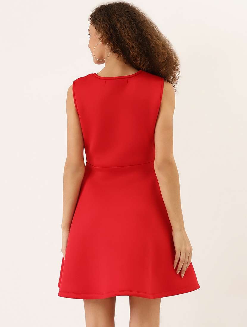 women solid sleeveless a-line dress - 22380424 -  Standard Image - 3