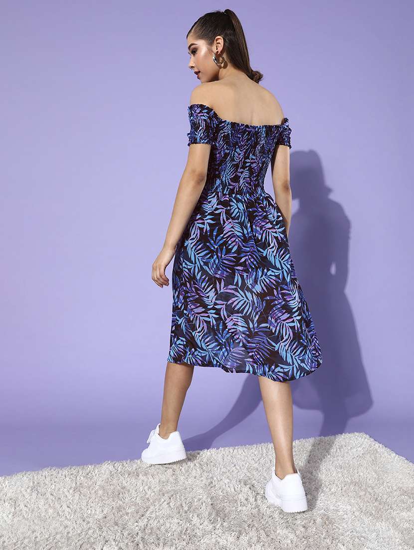 women printed off shoulder a-line dress - 22380553 -  Standard Image - 3