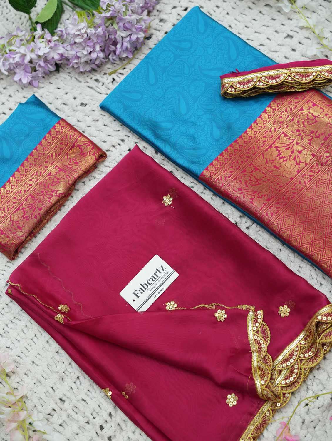 blue silk flared lehenga - 22380563 -  Standard Image - 3