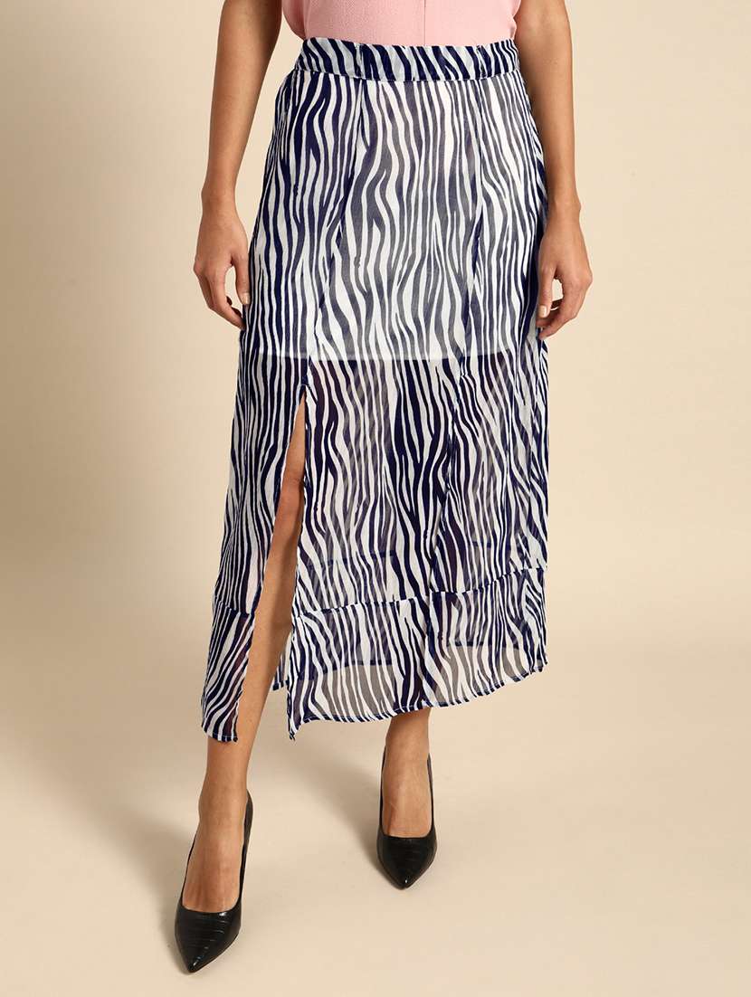women animal print mid rise a-line skirt