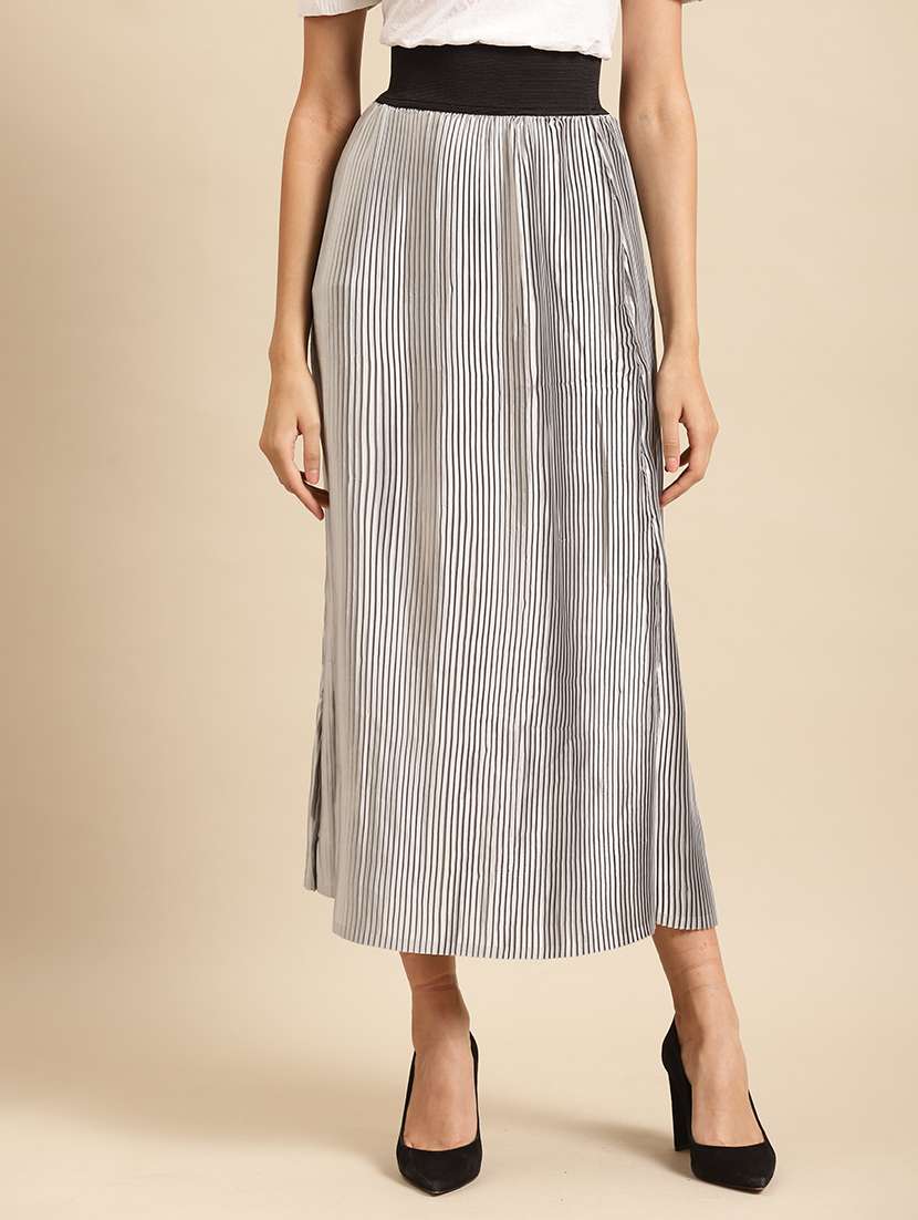 women striped high rise a-line skirt