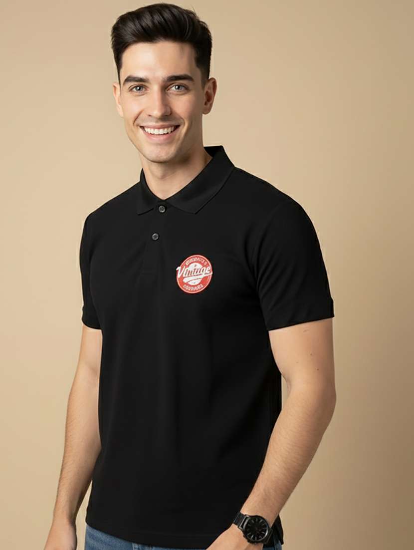 men printed short sleeve regular fit polo t-shirt