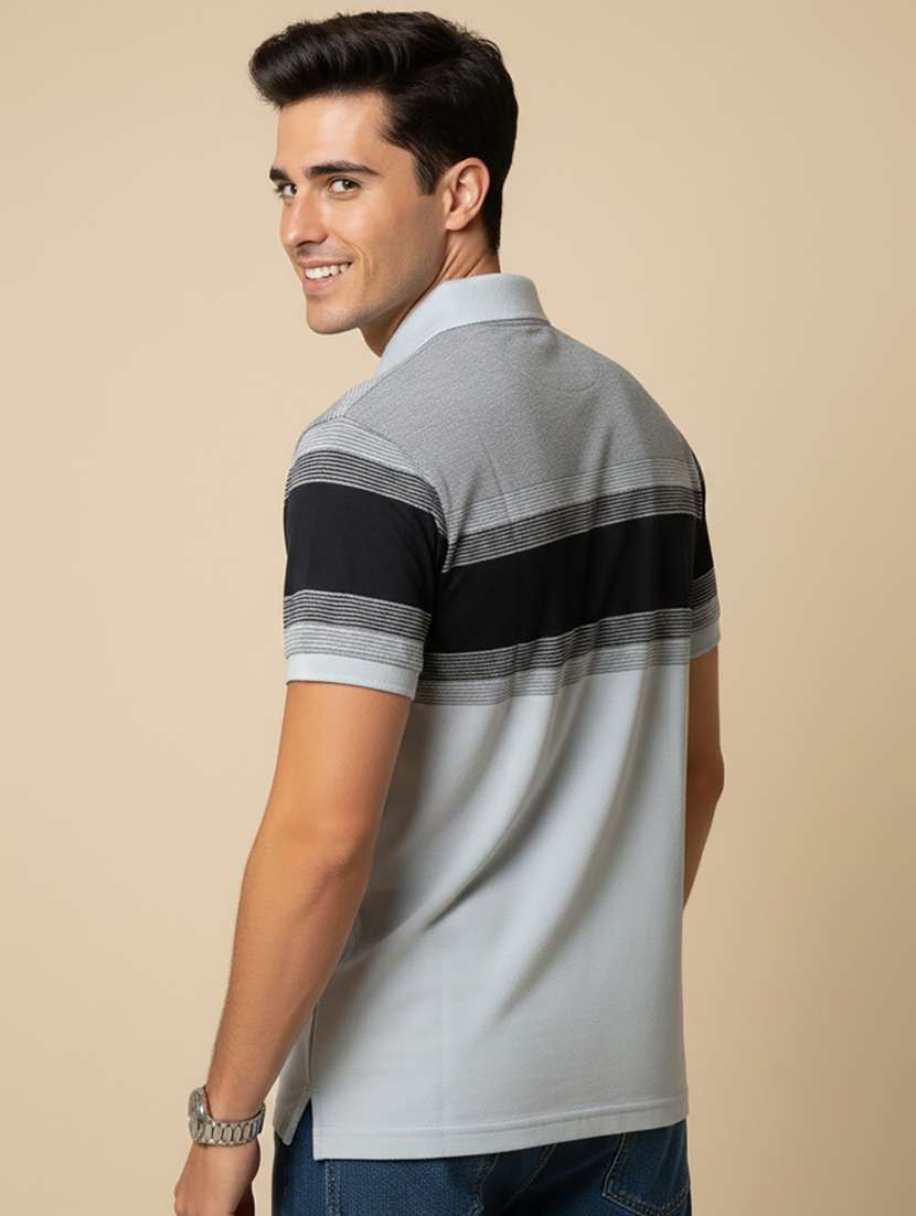 men striped short sleeve regular fit polo t-shirt - 22380662 -  Standard Image - 3