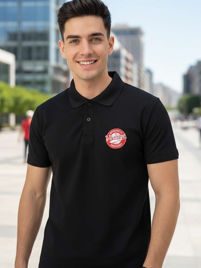 men printed short sleeve regular fit polo t-shirt