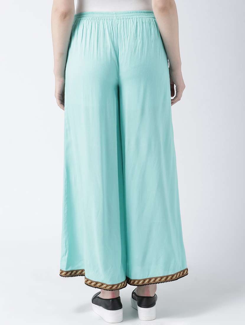 women solid mid rise flared palazzo - 22380708 -  Standard Image - 3