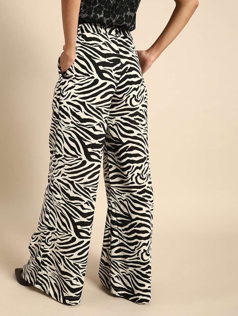 women animal print high rise flared palazzo - 22380725 -  Standard Image - 3