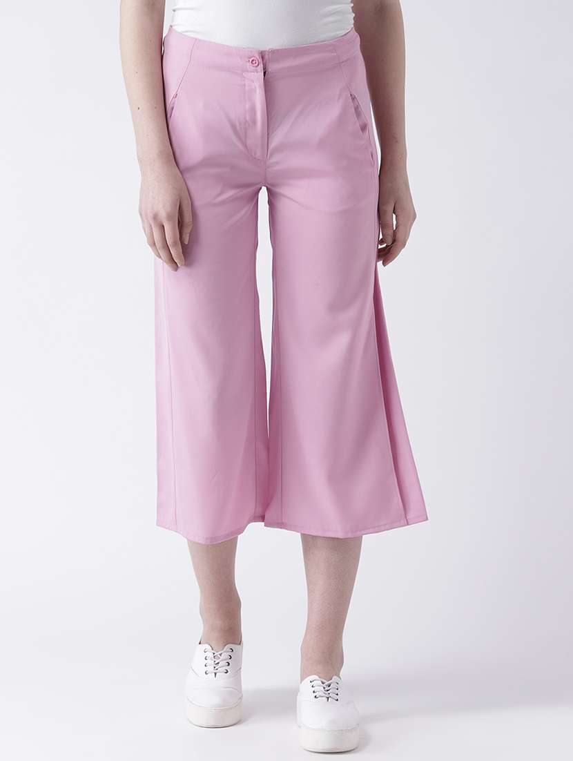 women solid mid rise culottes