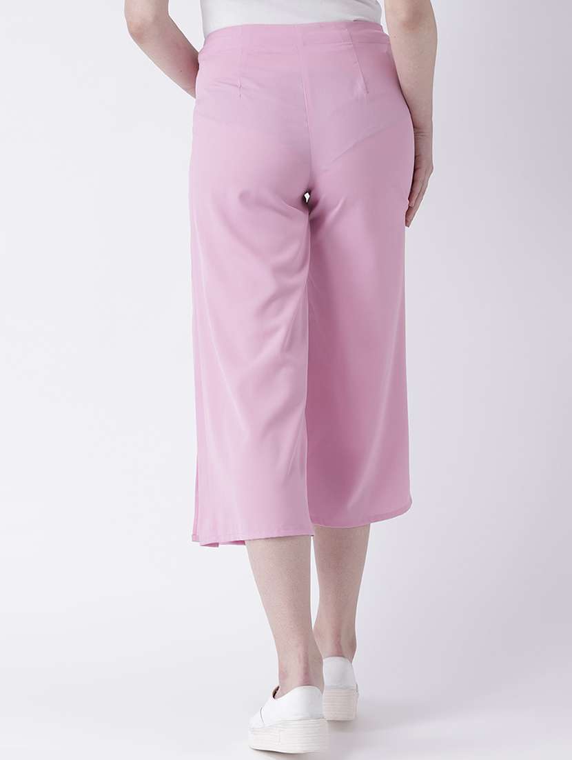 women solid mid rise culottes - 22380727 -  Standard Image - 3