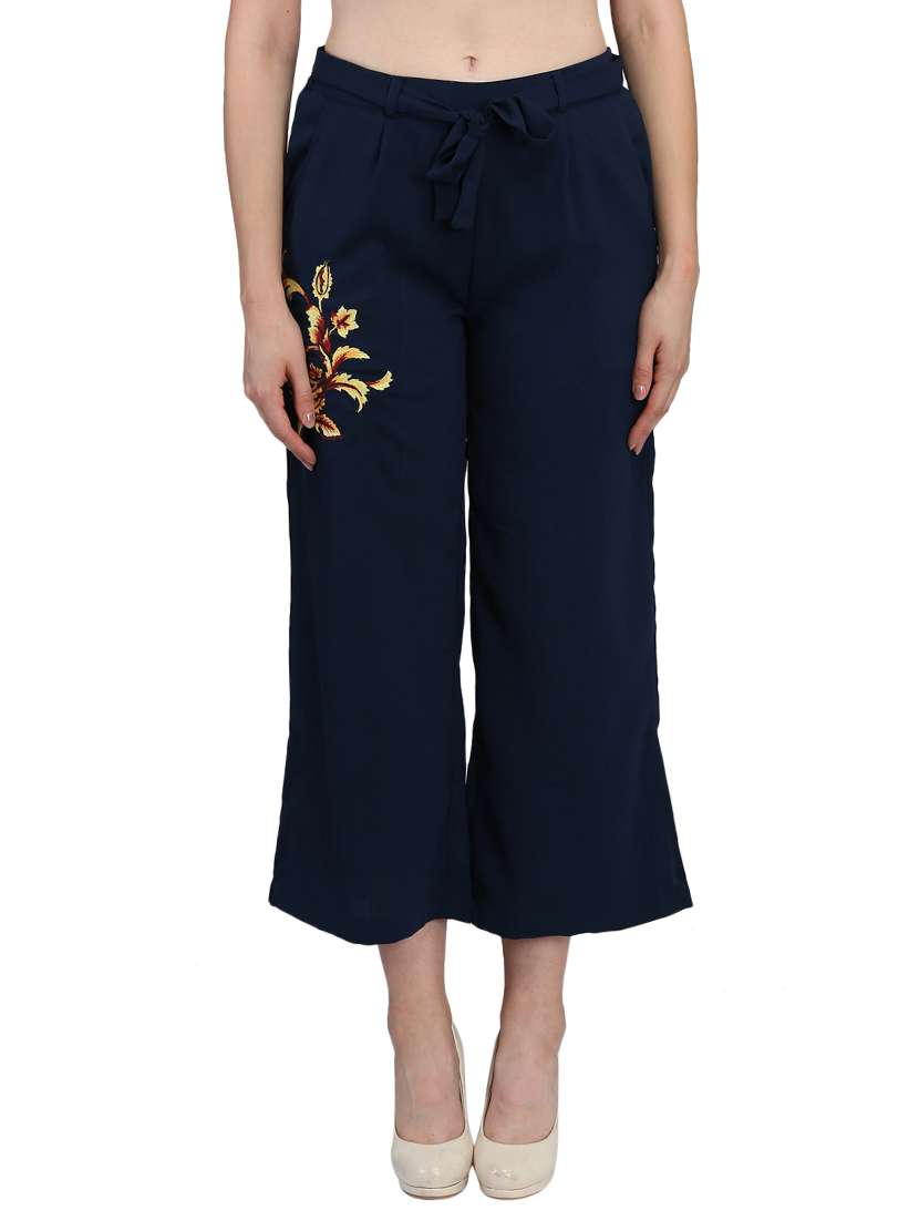 women embroidered mid rise cullotes