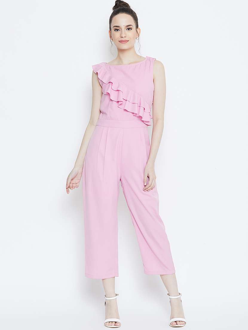 women solid sleeveless jumpsuit