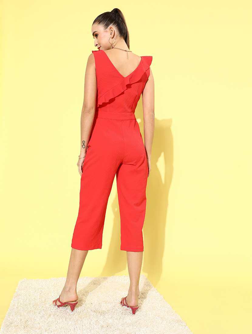 Women Solid Sleeveless Ruffle Detailed Jumpsuit - 22380790 -  Standard Image - 3