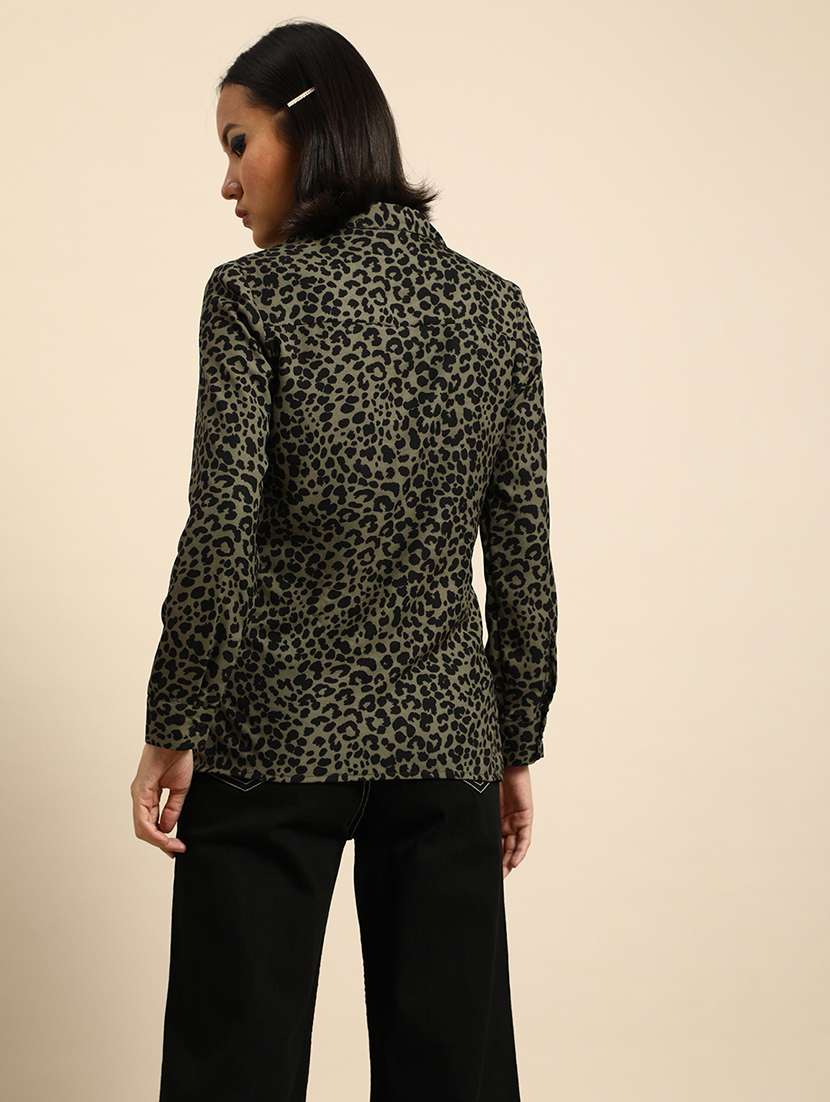 women animal print collared long sleeve top - 22380827 -  Standard Image - 3