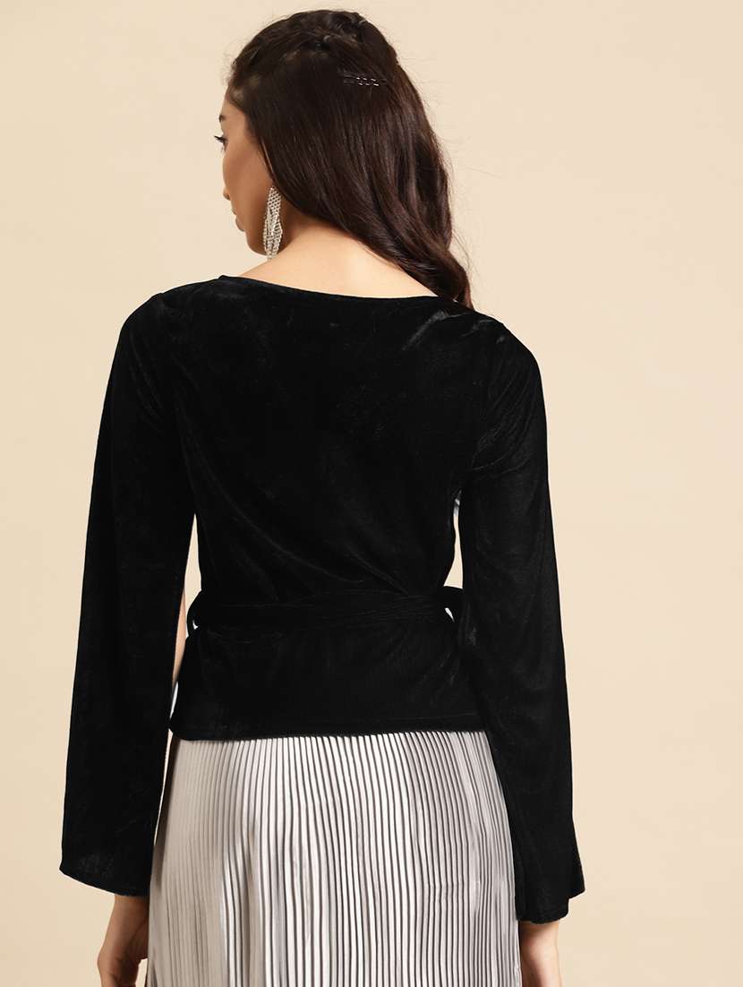 women solid cape sleeve straight top - 22380832 -  Standard Image - 3
