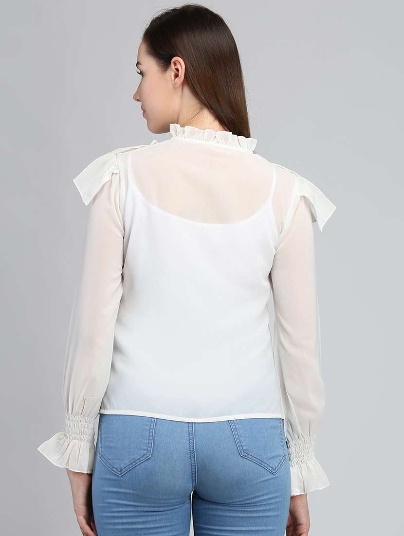 Women Solid Bell Sleeve Regular Top - 22380838 -  Standard Image - 3