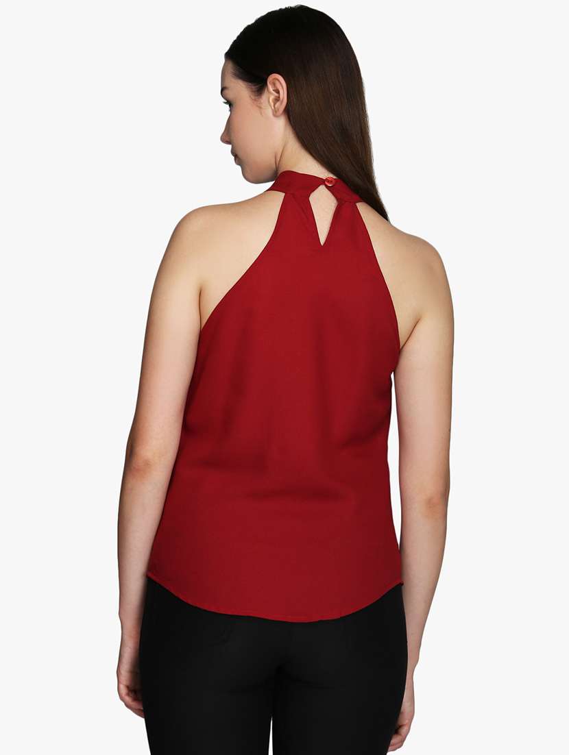 women solid halter neck regular top - 22380863 -  Standard Image - 3