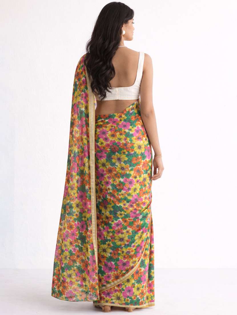 women printed casual wear saree with blouse - 22380907 -  Standard Image - 3