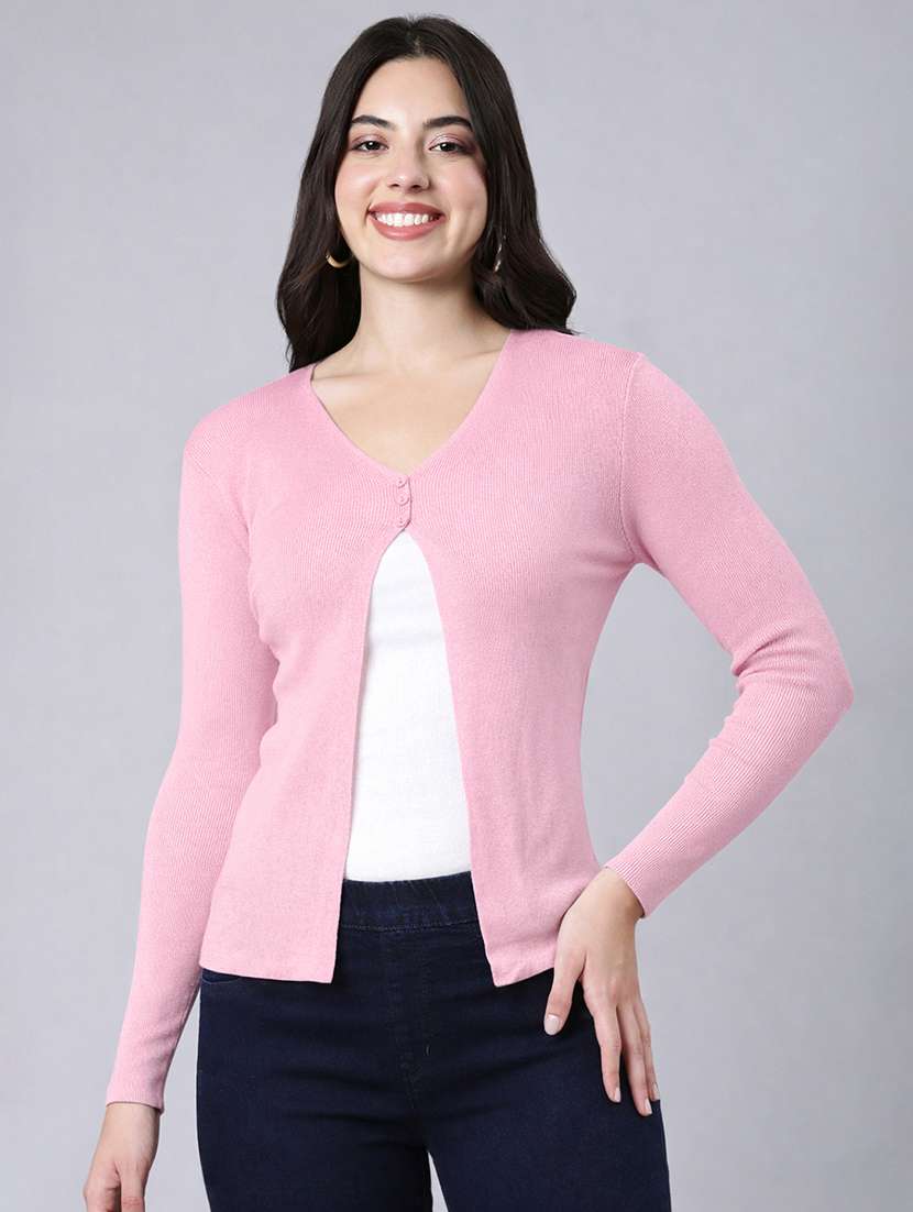 women solid long sleeve regular shrug