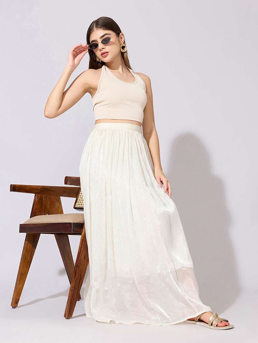 women self designed high rise flared skirt