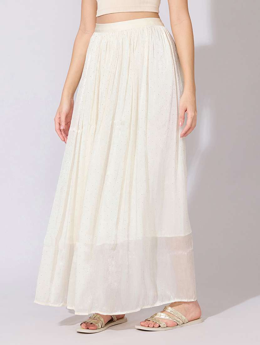 women self designed high rise flared skirt - 22380940 -  Standard Image - 3