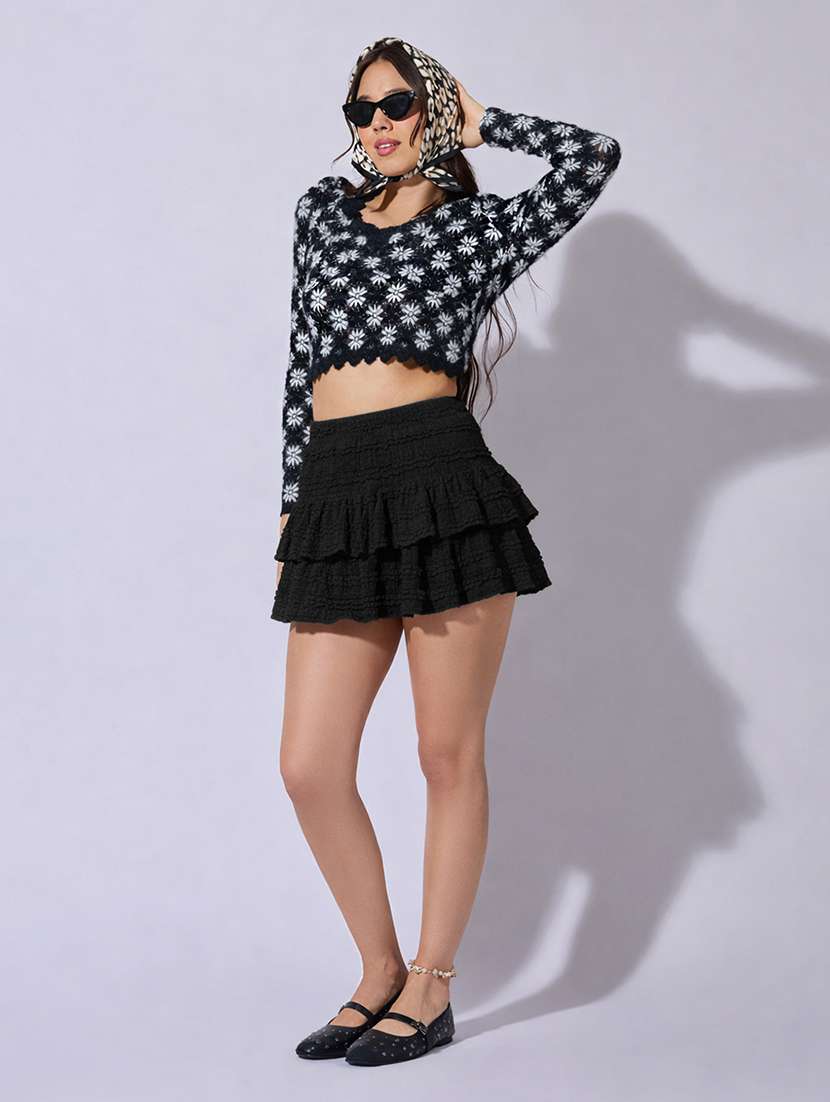 women solid high rise layered skirt - 22380948 -  Standard Image - 5