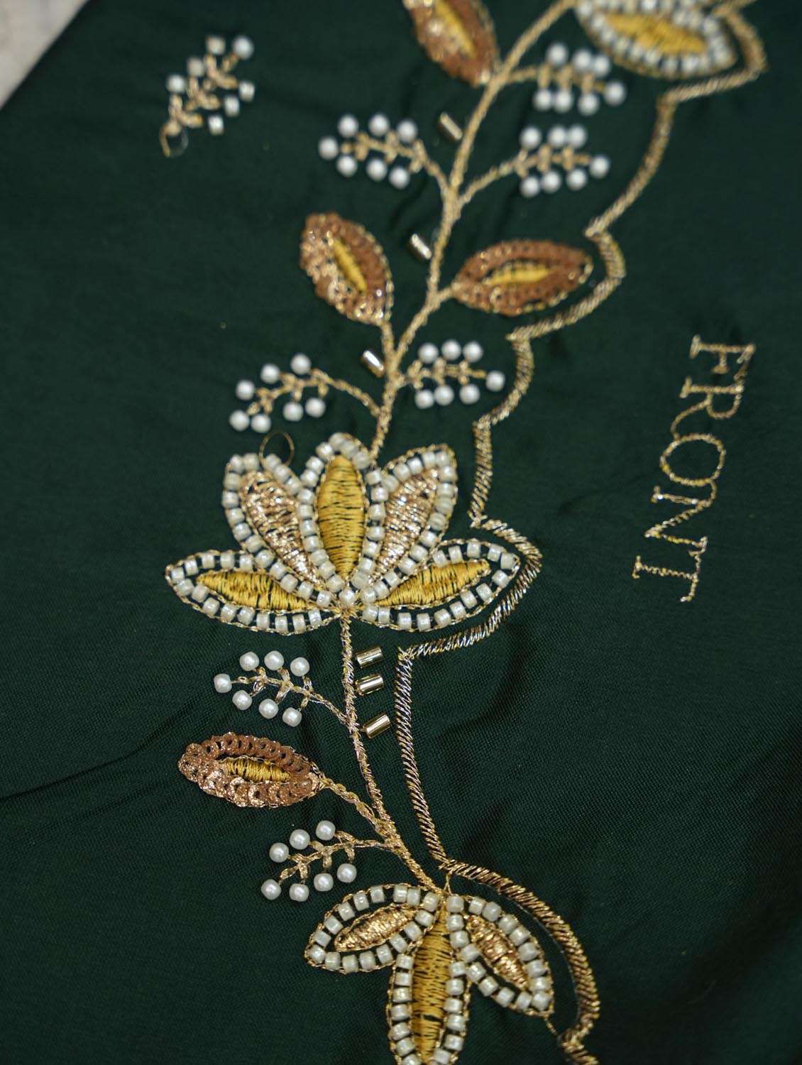 bottle green silk flared lehenga - 22380954 -  Standard Image - 5