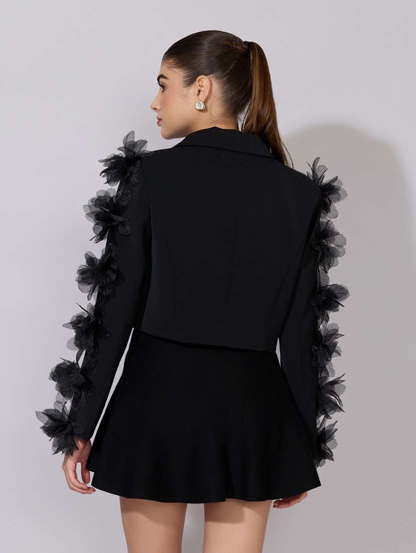 women self designed long sleeve crop blazer - 22380977 -  Standard Image - 5